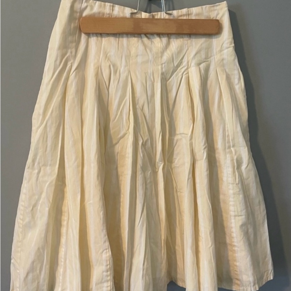 Express Cream & White Striped Midi Skirt